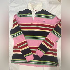 Polo Ralph Lauren Men's Pink
Multi Striped Rugby Polo Shirt